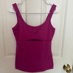 Lululemon Aria Tank II Pink Mesh Detailing Cut Out Athletic Tank Top Women's 4